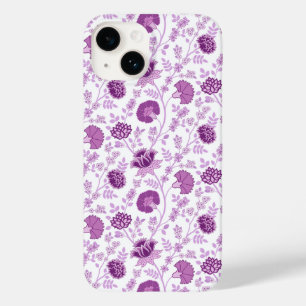Coque Pour iPhone 14 Jacobean Floral Répétition Motif Pinks sur Blanc