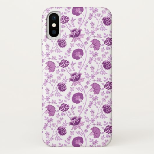 Coques Case-Mate iPhone Jacobean Floral Répétition Motif Pinks sur Blanc (Dos)