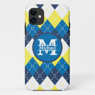 Case-Mate iPhone Case Jacquard bleu, jaune et blanc Personnalisez