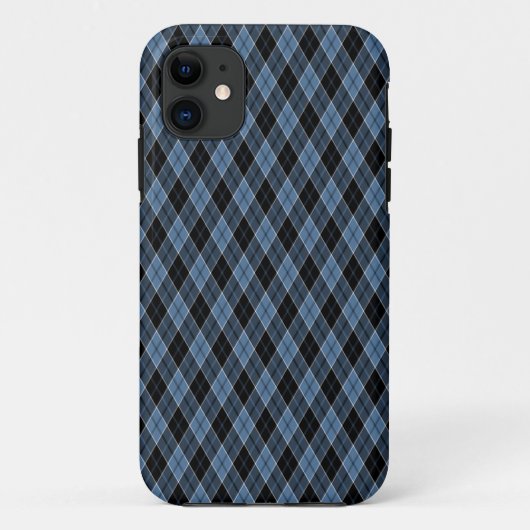 Coques Case-Mate iPhone Jacquard Bleu Noir Blancs motif Diamant (Dos)