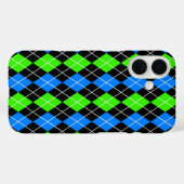 Coques Case-Mate iPhone Jacquard bleu vert noir Diamant Design (Verso (horizontal))