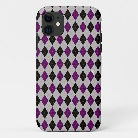 Coques Case-Mate iPhone Jacquard d'automne noir violet Motif (Dos)