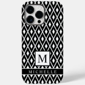 Coques Case-Mate iPhone Jacquard de diamants noir et blanc personnalisé gé (Verso)