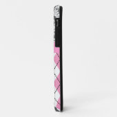 Coques Case-Mate iPhone Jacquard et damas motif rose, jaune monogramme (Dos/Gauche)