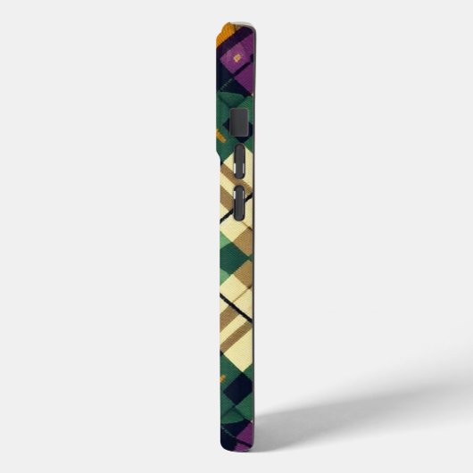 Coques Case-Mate iPhone Jacquard Mardi Gras jaune violet vert (Verso / Gauche)