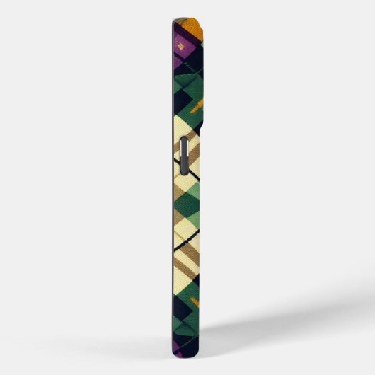 Coques Case-Mate iPhone Jacquard Mardi Gras jaune violet vert (Verso / Droite)