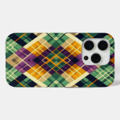 Coques Case-Mate iPhone Jacquard Mardi Gras jaune violet vert (Verso (horizontal))