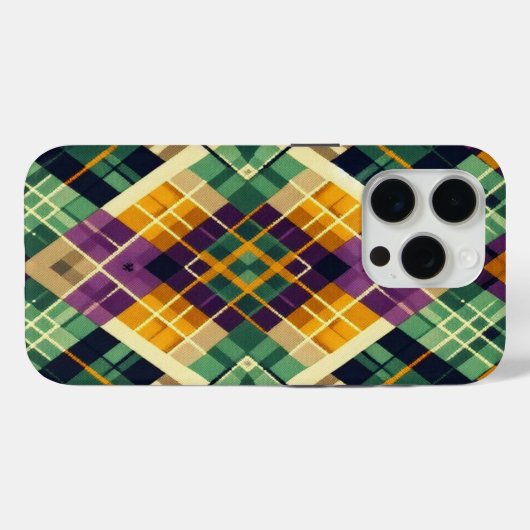 Coques Case-Mate iPhone Jacquard Mardi Gras jaune violet vert (Verso (horizontal))