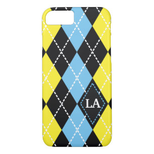 Etui iPhone Case-Mate Jacquard motif noir, jaune, bleu monogramme