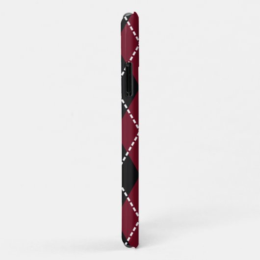 Coques Case-Mate iPhone Jacquard motif noir, monogramme bleu bordeaux (Dos/Droite)