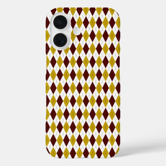 Coques Case-Mate iPhone Jacquard Preppy classique en Garnet et or (Verso)