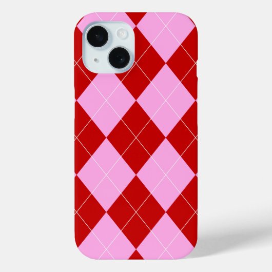Coques Case-Mate iPhone Jacquard preppy Tartan Diamond Plaid Rouge rose (Verso)