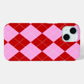 Coques Case-Mate iPhone Jacquard preppy Tartan Diamond Plaid Rouge rose (Verso (horizontal))