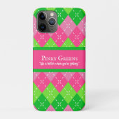 Coques Case-Mate iPhone Jacquard rose et vert blanc Stitch Preppy Golf (Dos)