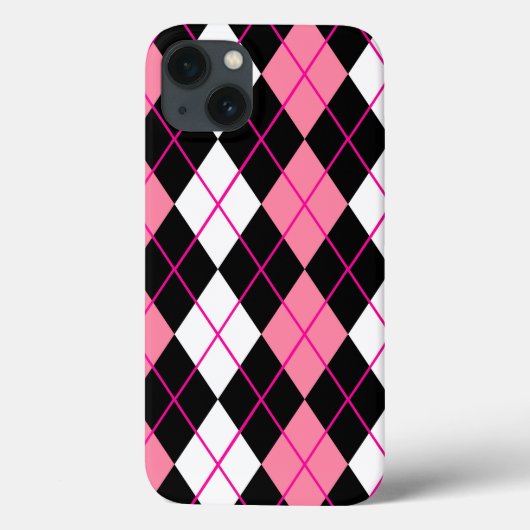 Coques Case-Mate iPhone Jacquard rose noir blanc Diamant Design (Verso)