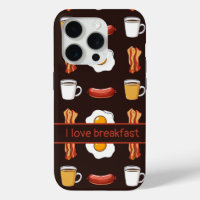 J'adore le petit déjeuner, motif de nourriture en