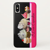 Coques Case-Mate iPhone J'ADORE LES DÉLICIEUX CUPCAKES Rose, Fuchsia Blanc (Dos)