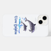 Coques Case-Mate iPhone J'adore l'étui Case-Mate pour iPhone 14 Dolphins (Verso (horizontal))