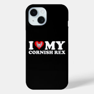 Coque Pour iPhone 15 J'aime (Cœur) Mon Cornish Rex