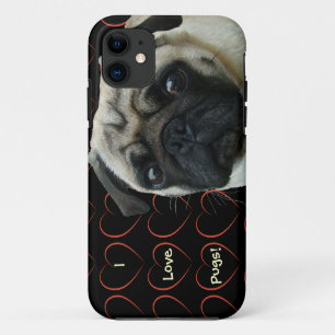 Etui iPhone Case-Mate J'aime des carlins avec des coeurs