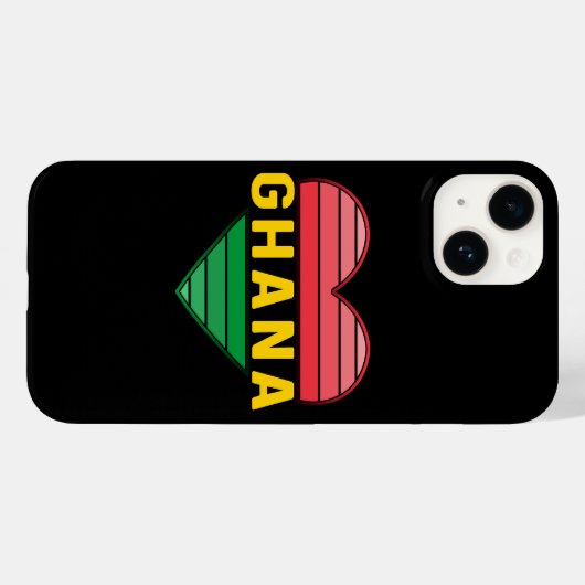 Coques Case-Mate iPhone J'aime le Ghana, le coeur ghanéen (Verso (horizontal))