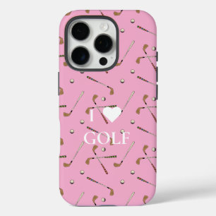 Coques iPhone 16 Pro J'aime le golf rose