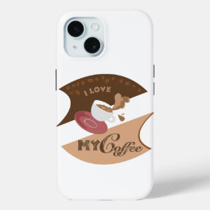 Coque Pour iPhone 15 J'aime mon café Retro Java