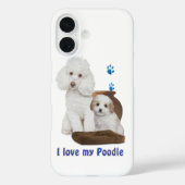Coques Case-Mate iPhone J'aime mon caniche (Verso)