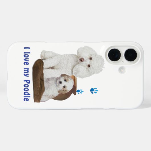 Coques Case-Mate iPhone J'aime mon caniche (Verso (horizontal))