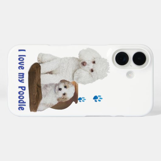 Coques Case-Mate iPhone J'aime mon caniche (Verso (horizontal))