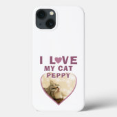 Coques Case-Mate iPhone J'aime mon chat Heart Nom du chat Photo Rose (Verso)