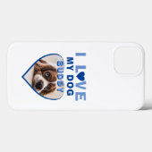 Coques Case-Mate iPhone J'aime mon chien Blue Heart Nom de l'animal de com (Verso (horizontal))