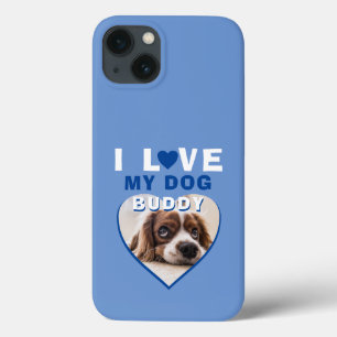 Case-Mate iPhone Case J'aime mon chien Blue Heart Nom de l'animal de com