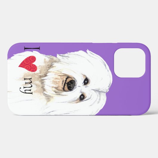 Coques Case-Mate iPhone J'aime mon coton de Tuléar (Verso (horizontal))