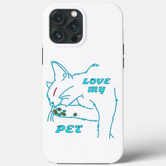 COQUES Case-Mate iPhone J'AIME MON CUTE AQUA PET CAT (Verso)