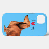 Coques Case-Mate iPhone J'aime mon Dachshund aux cheveux longs (Verso (horizontal))