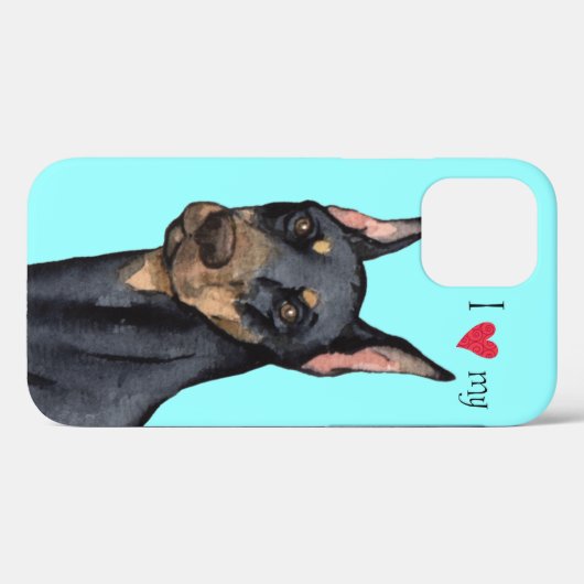 Coques Case-Mate iPhone J'aime mon Doberman (Verso (horizontal))
