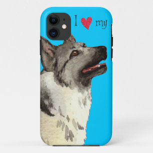 Coque iPhone 11 J'aime mon Elkhound norvégien