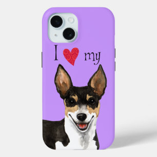 Coque Pour iPhone 15 J'aime mon Rat Terrier