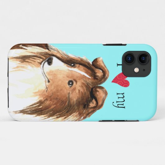 Coques Case-Mate iPhone J'aime mon Sheltie (Dos (Horizontal))