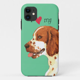 Coque iPhone 11 J'aime mon springer spaniel de Gallois