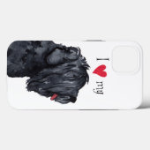 Coques Case-Mate iPhone J'aime mon Terrier russe noir (Verso (horizontal))