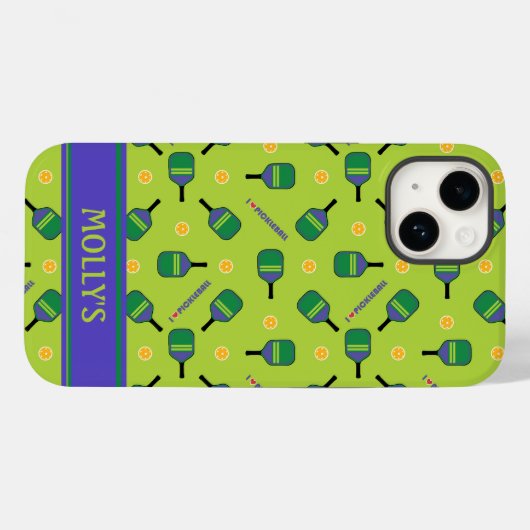 Coques Case-Mate iPhone J'aime Pickleball green Iphone 14 (Verso (horizontal))