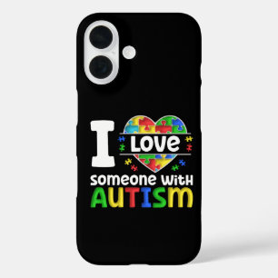 Coques iPhone 16 J'aime quelqu'un avec l'autisme, Cadeau de sensibi