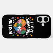Coques Case-Mate iPhone J'aime quelqu'un avec l'autisme Sensibilisation au (Verso (horizontal))
