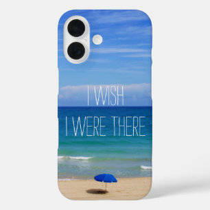 Coques iPhone 16 J'Aimerais Être Là - Parapluie De Plage Bleue