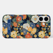 Coques Case-Mate iPhone Japanese Blue Floral Pattern Monogrammed (Verso (horizontal))