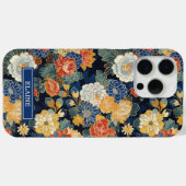 Coques Case-Mate iPhone Japanese Blue Floral Pattern Monogrammed (Verso (horizontal))