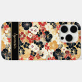 Coques Case-Mate iPhone Japanese Gold Floral Pattern Monogrammed (Verso (horizontal))