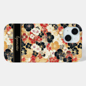 Coques Case-Mate iPhone Japanese Gold Floral Pattern Monogrammed (Verso (horizontal))